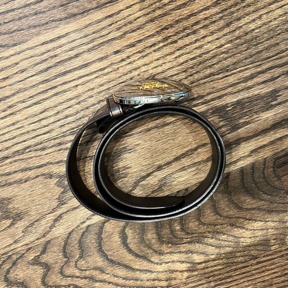 silver brown prada saffiano leather belt - Picture 2 of 5